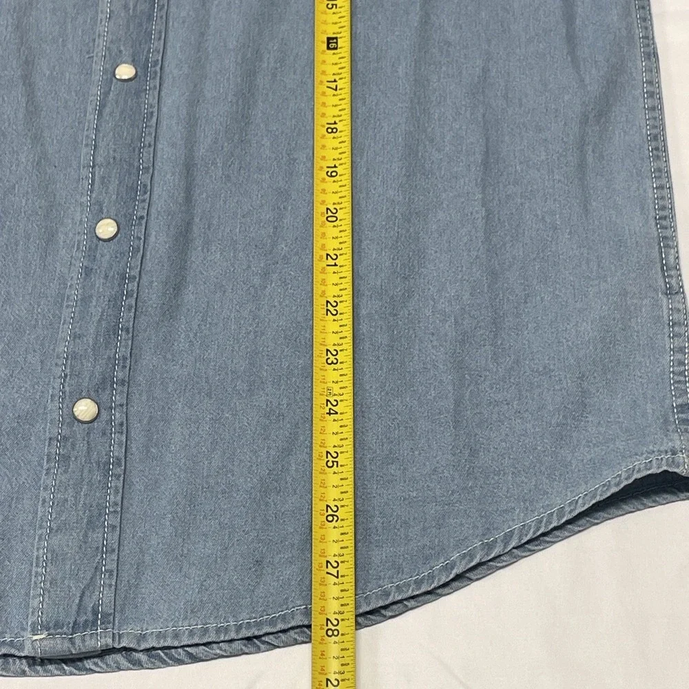 NWT True Religion Denim Long Sleeve Shirt Western Chambray Pearl Snap Men's S